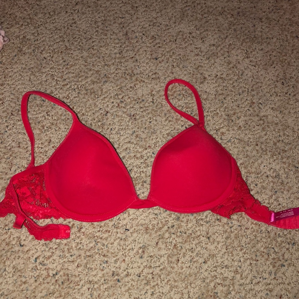 victoria secret pink red lace bra size 32B
